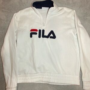 FILA White Quarter Zip Fleece Pullover Men’s M